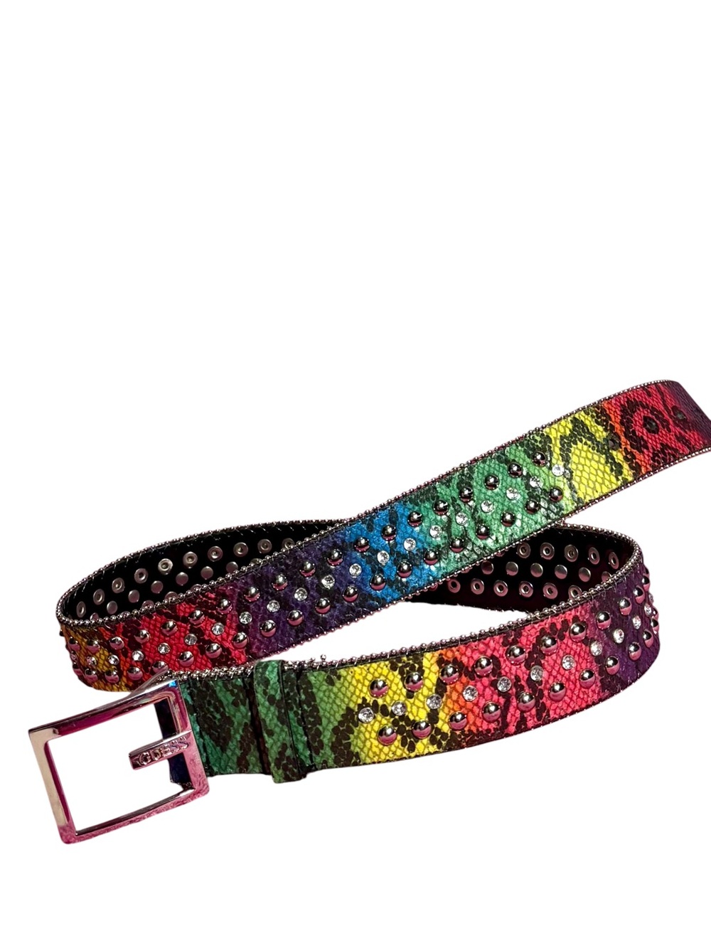 Y2K mcbling Guess Multicolor Studded Snake-Print Women’s Belt
